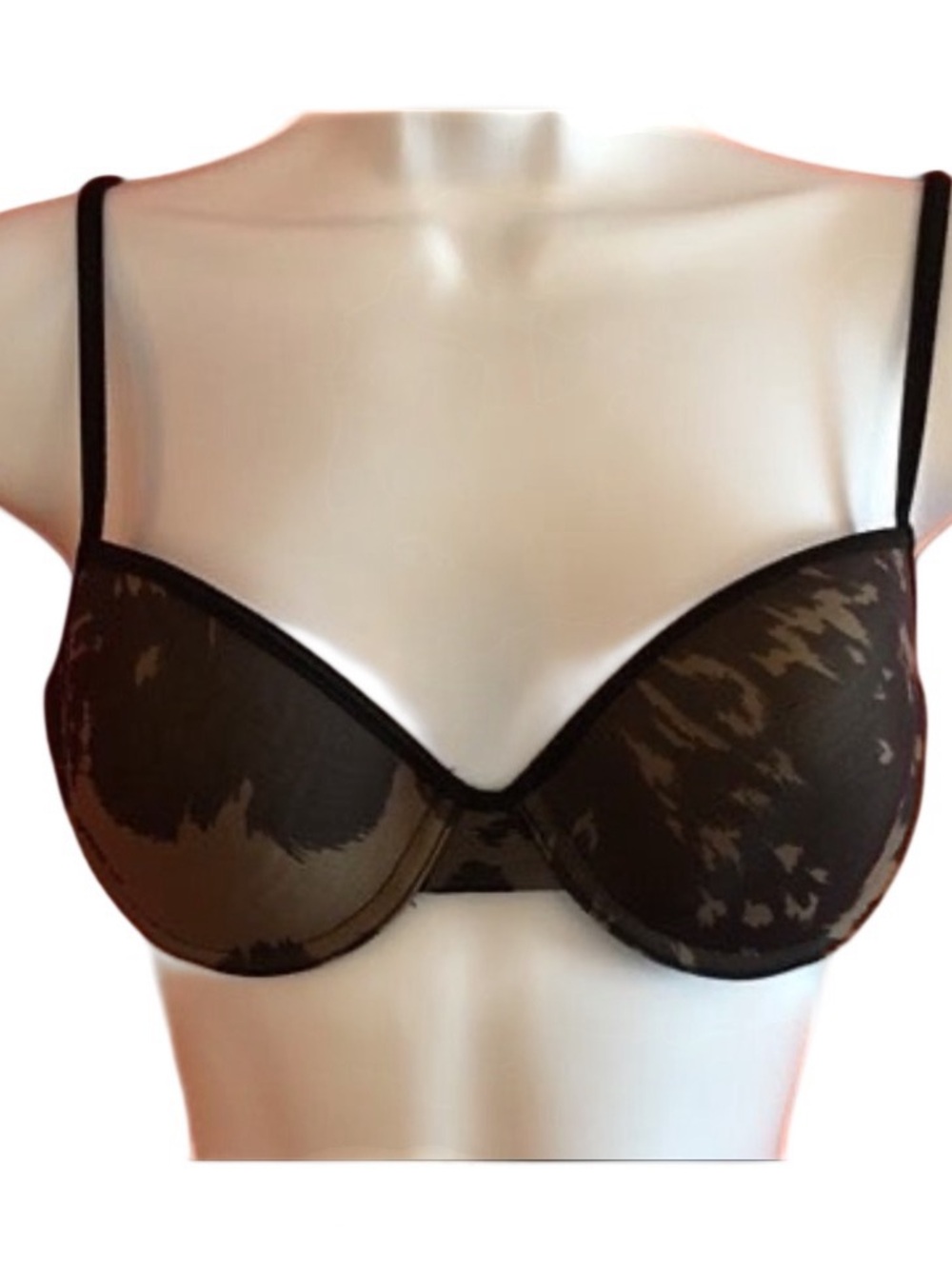 Victoria’s Secret Abstract Animal Print Underwire Bra 34B Black Green Lined, Y2K